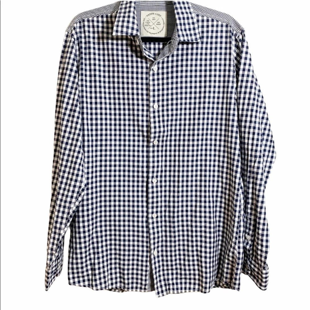 Men's Native Code Plaid Button Down Shirt - image 1